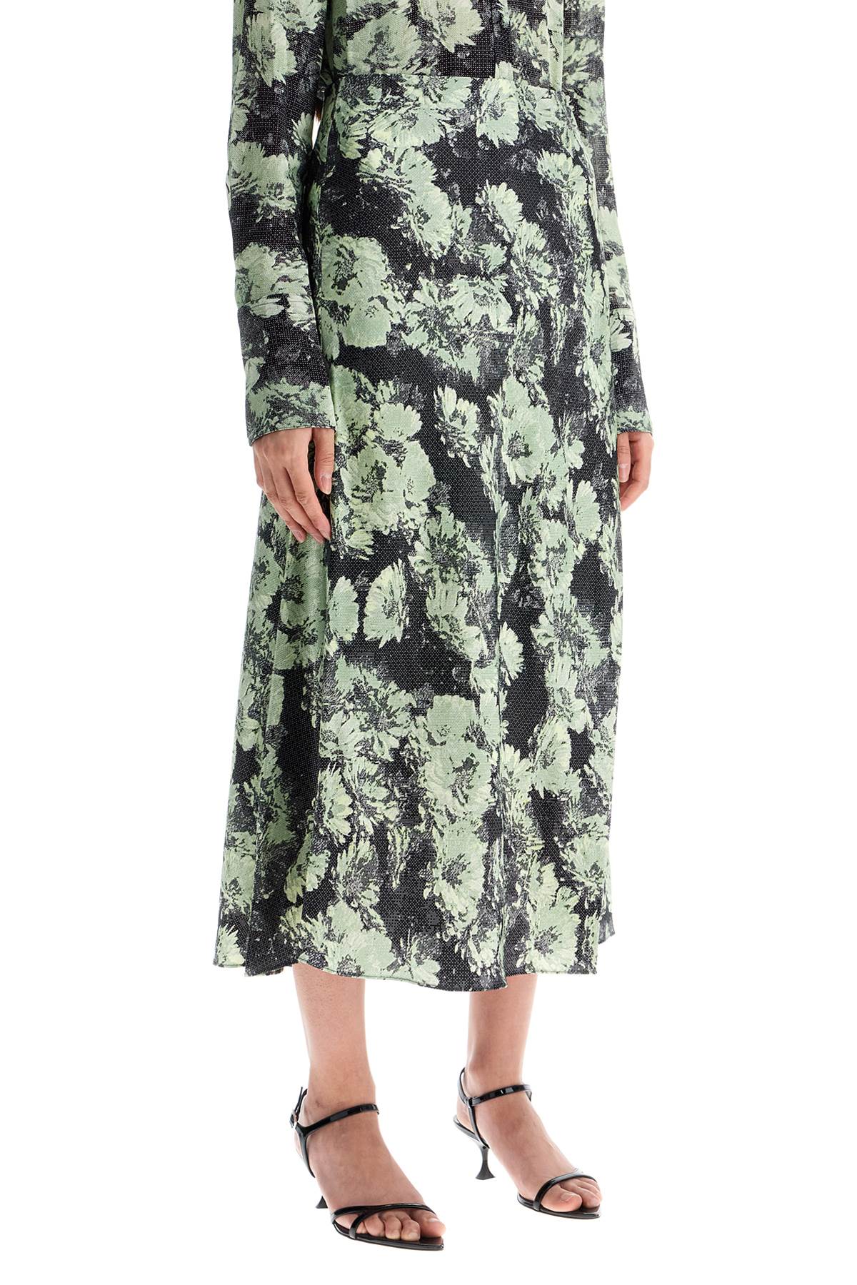 TORY BURCH Floral Print Satin Midi Skirt