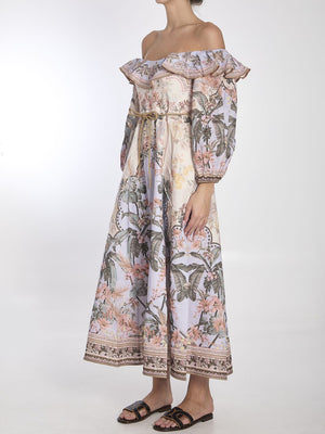 ZIMMERMANN Floral Off-Shoulder Midi Dress