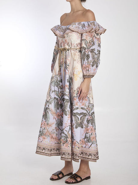 ZIMMERMANN Floral Off-Shoulder Midi Dress