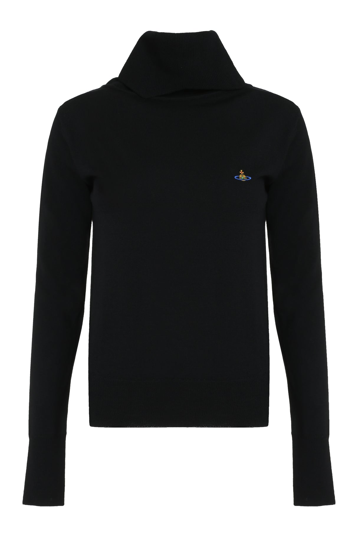 VIVIENNE WESTWOOD Black Ribbed Turtleneck Sweater for Women - FW23 Collection