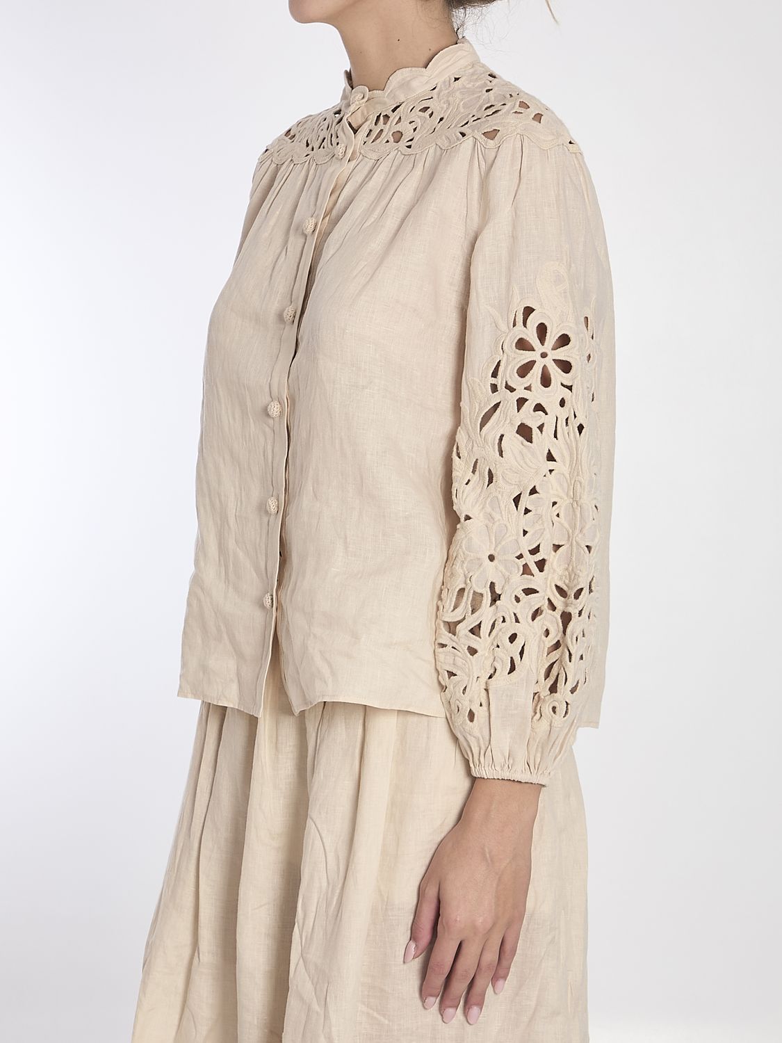 ZIMMERMANN Embroidered Blouse with Blouson Sleeves