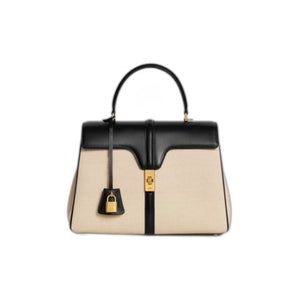 CELINE Stylish Black Top-Handle Handbag for Women | 100% Genuine Leather | Collection SS23