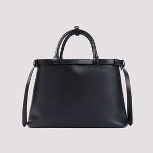 PRADA Elegant Black Leather Handbag 35x25x14 cm