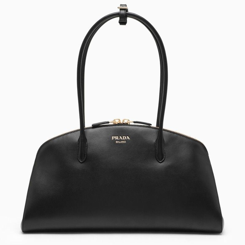 PRADA Elegant Smooth Leather Handbag with Double Zip