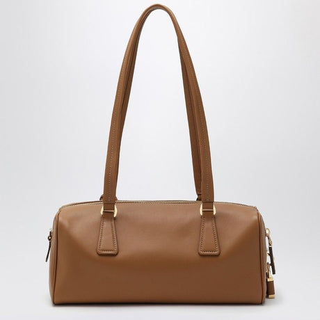 PRADA Elegant Caramel Leather Medium Bowling Handbag