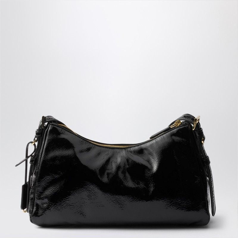 PRADA Medium Shoulder Handbag in Black Naplak Leather