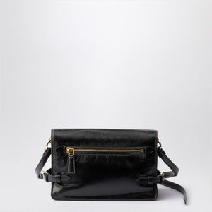 PRADA Distressed Black Leather Shoulder Handbag