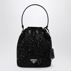 PRADA Chic Mini Bucket Handbag with Embroidered Details