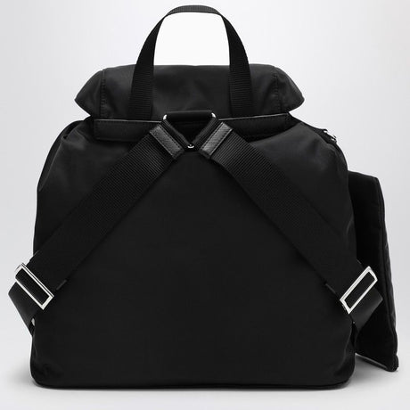 PRADA Eco-Friendly Black Nylon and Leather Backpack with Detachable Pouch