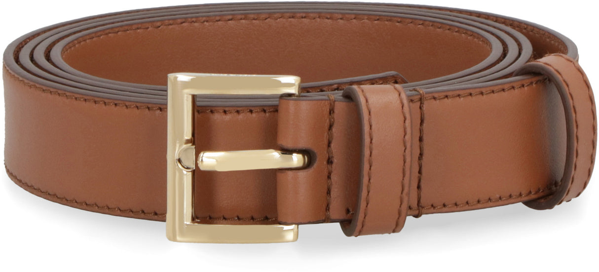 PRADA Leather Belt with Gold-Tone Buckle - 2.5 cm Height