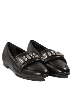 CASADEI Elegant Slip-On Loafers with Crystal Embellishments