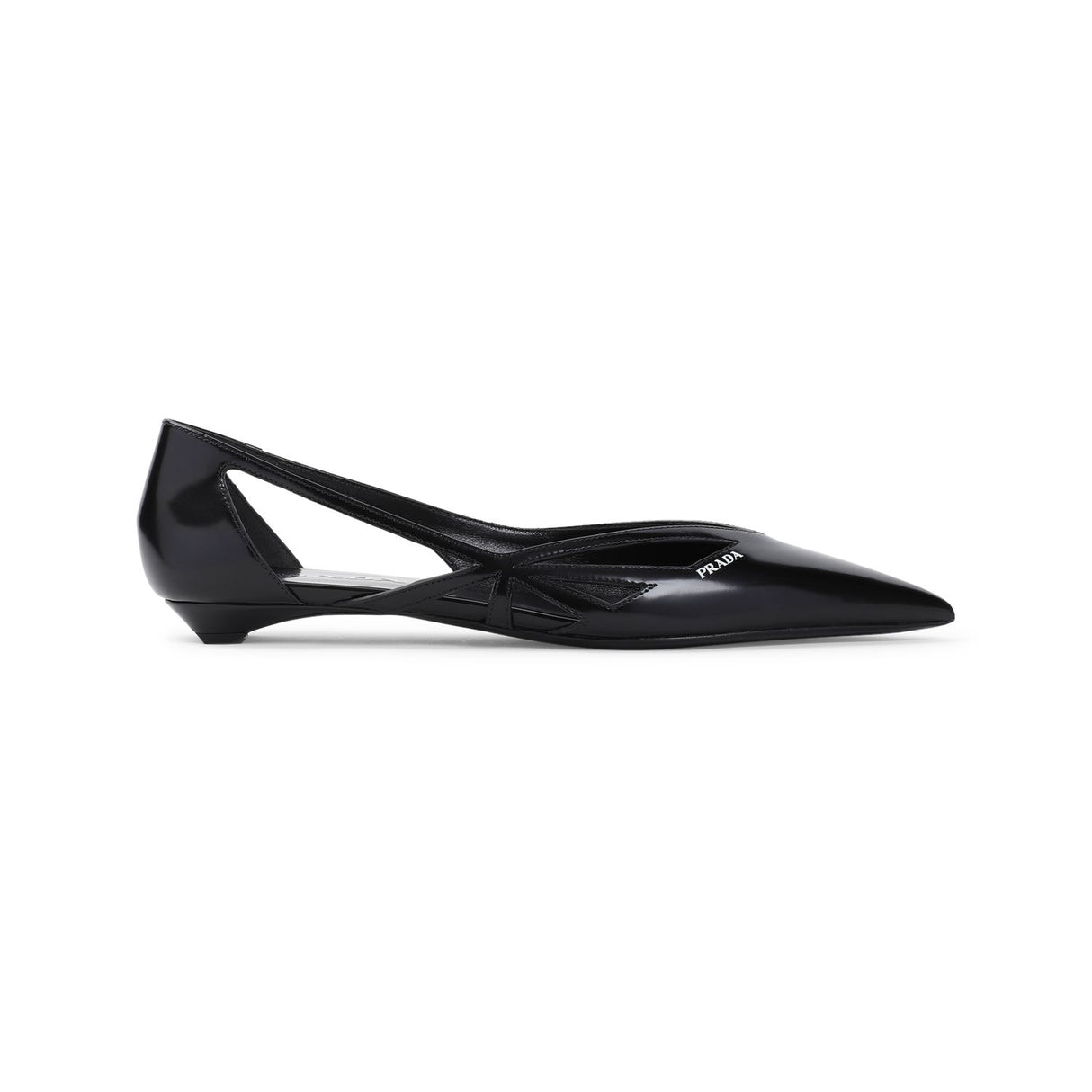 PRADA Women's Pointy Toe Cut-Out Leather Flats