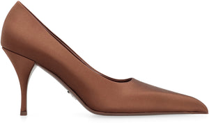 PRADA Luxurious Brown Satin Pointy Toe Pumps for Women