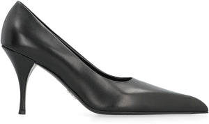 PRADA Black Leather Pointy Toe Pumps with Stiletto Heels for Women