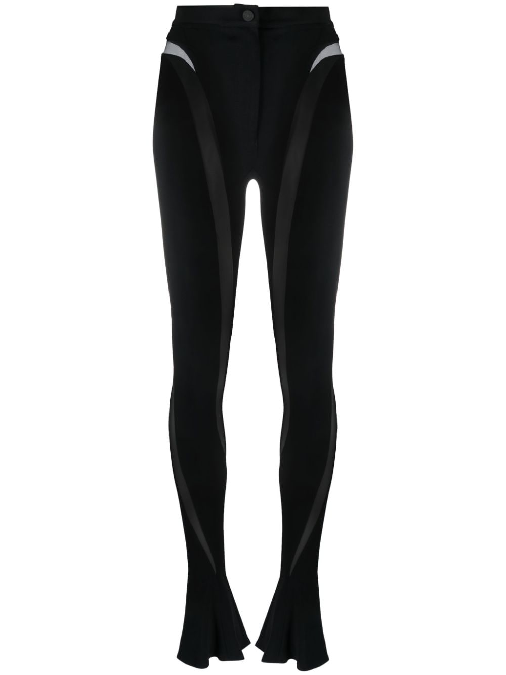 MUGLER SHEER PANEL BLACK LEGGINGS FOR WOMEN