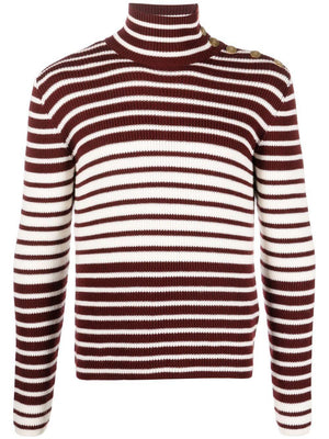 VALENTINO Men's Ivory and Bordeaux Virgin Wool Sweater for Fall/Winter 2024