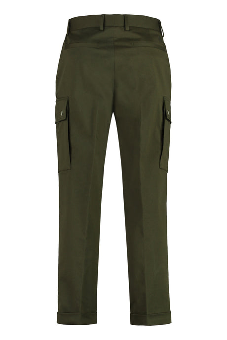 ETRO Men's Green Cotton Cargo Trousers with Embroidered Back Logo and Roll-Up Ankle Cuffs