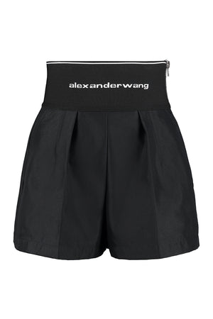 ALEXANDER WANG Logo Waist Pleated Shorts for Women in Black - SS24