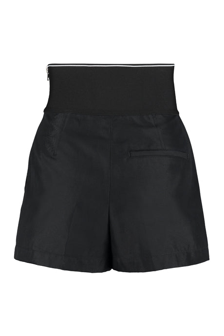 ALEXANDER WANG Logo Waist Pleated Shorts for Women in Black - SS24