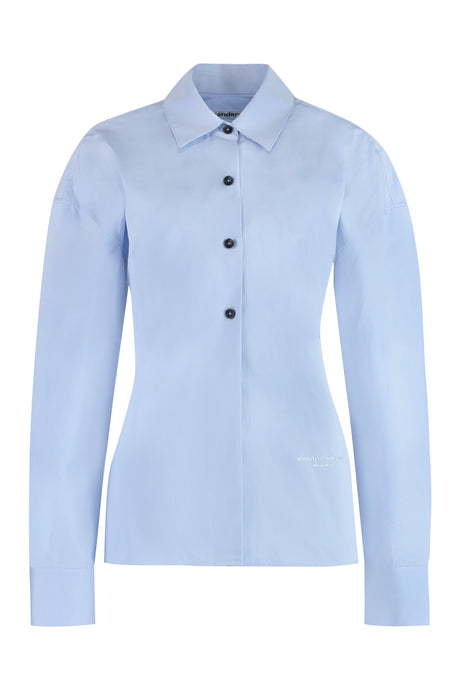 ALEXANDER WANG Light Blue Cotton Shirt with Poplin Back Panel and Shoulder Straps for Women