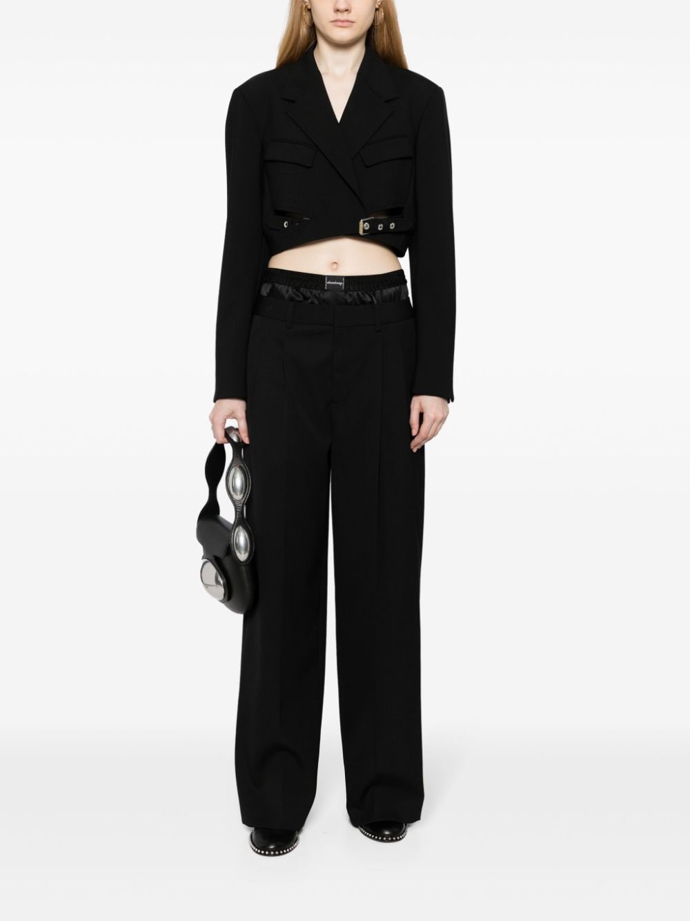 ALEXANDER WANG Black Wool Tailored Trousers for Women: Classic and Chic Look for SS24