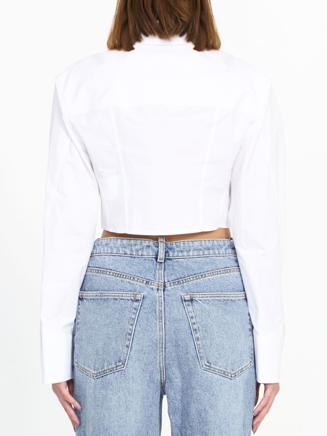 ALEXANDER WANG Light-Blue Cropped Structured Shirt for Women - SS24 Collection