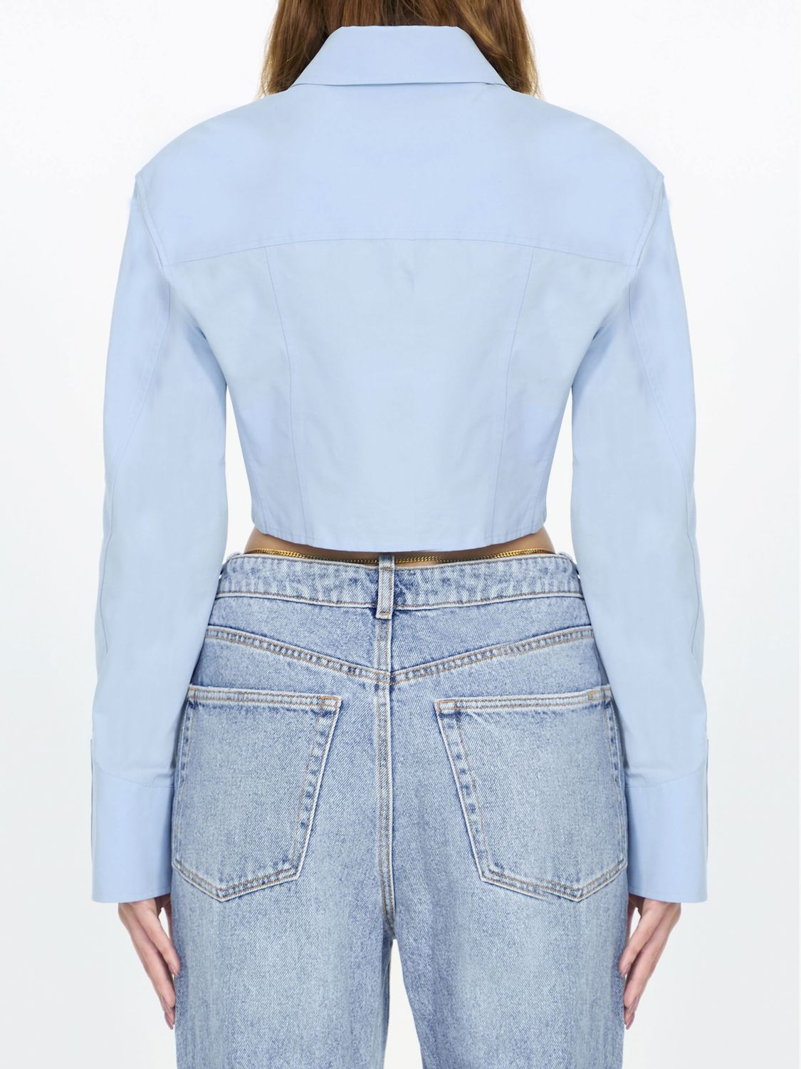 ALEXANDER WANG Light-Blue Cropped Structured Shirt for Women - SS24 Collection