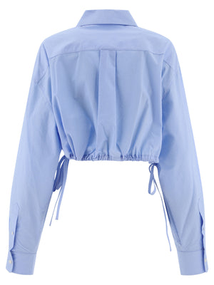 ALEXANDER WANG Crystal-Embellished Cropped Drawstring Shirt