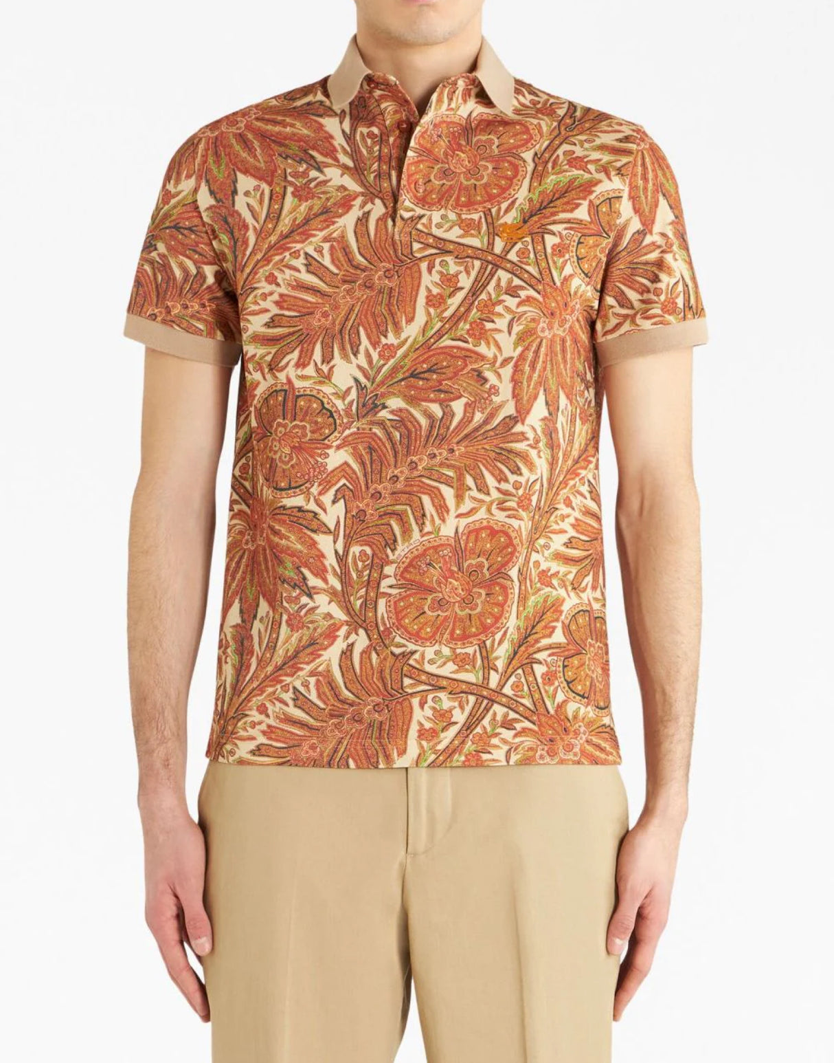 ETRO Paisley Foliage Short Sleeve Polo Shirt