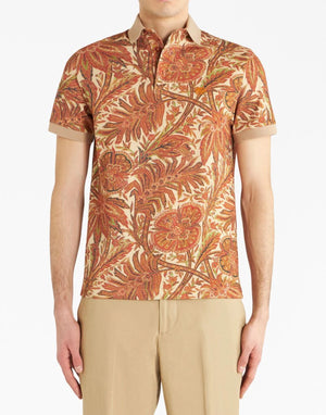 ETRO Paisley Foliage Short Sleeve Polo Shirt