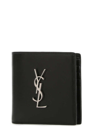 SAINT LAURENT Classic Black Leather Wallet - Compact Design (11 cm x 9.5 cm x 2.5 cm)