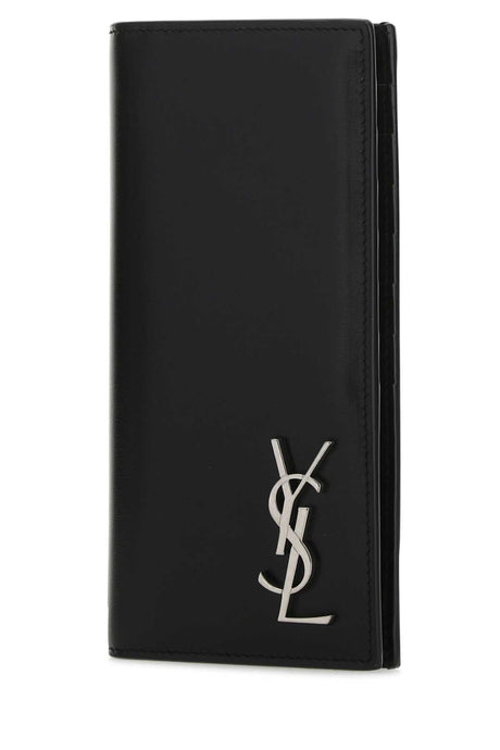 SAINT LAURENT Men's Classic Black Leather Wallet (9.5 cm x 18 cm x 2.5 cm)