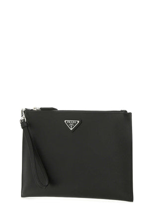 PRADA Sleek Black Leather Clutch - 28cm x 18.5cm