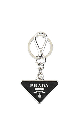 PRADA Two-Tone Leather and Metal Mini Keychain