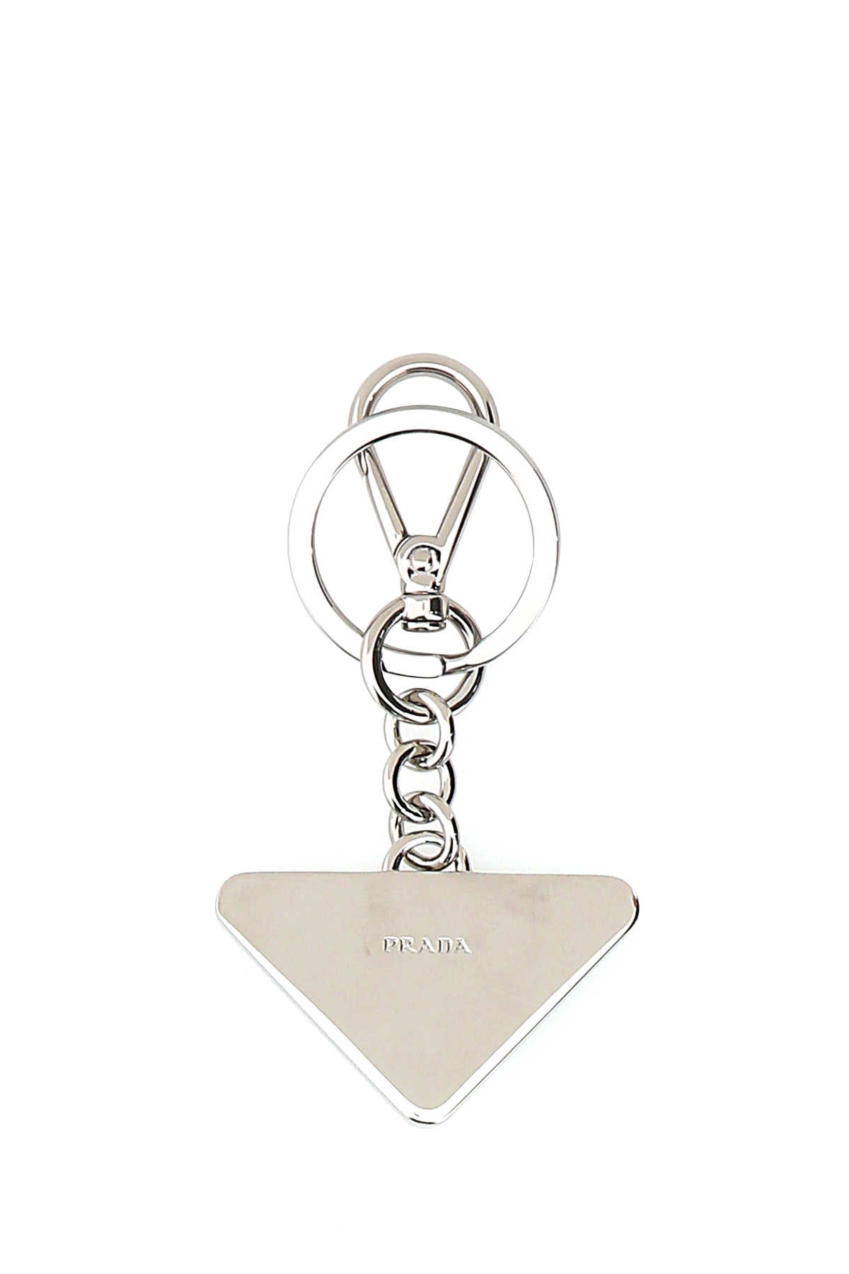 PRADA Two-Tone Leather and Metal Mini Keychain