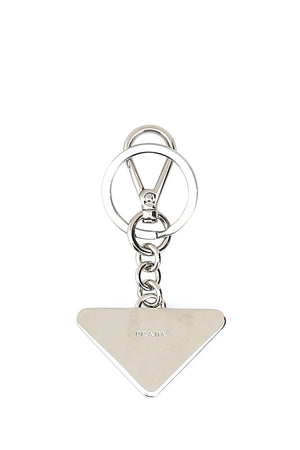 PRADA Two-Tone Leather and Metal Mini Keychain