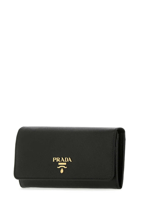 PRADA Elegant Black Leather Wallet - 19 cm x 9.5 cm x 3 cm