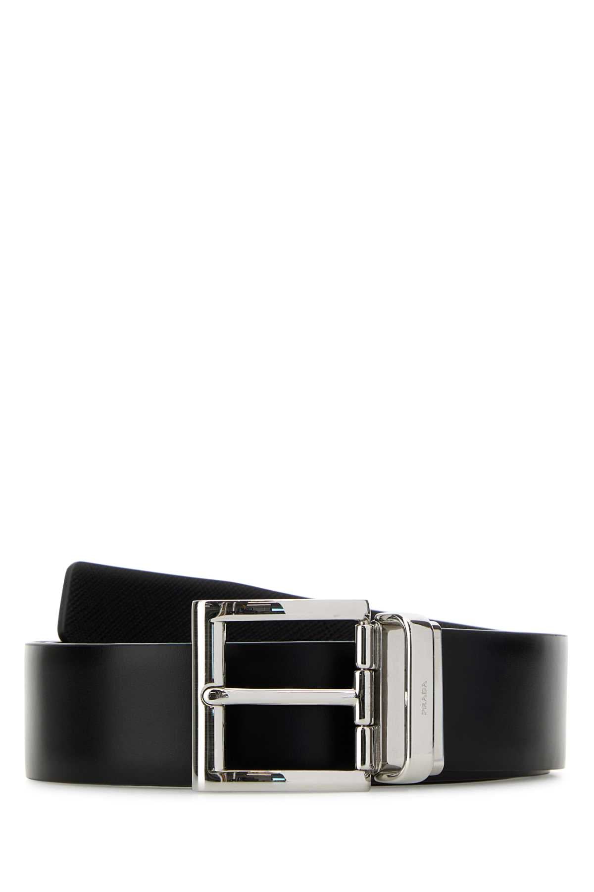 PRADA Reversible Leather Belt - 3.5 cm Height