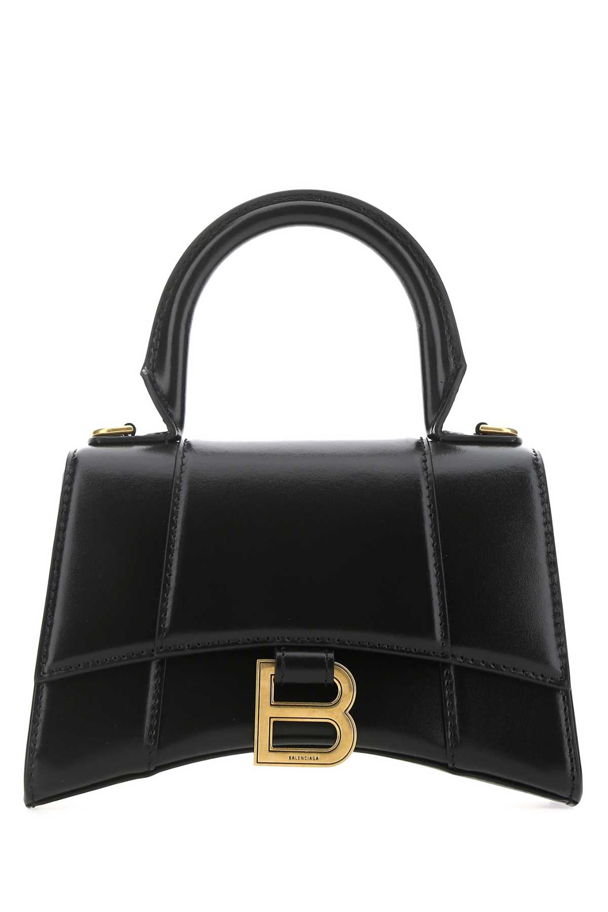 BALENCIAGA Mini Black Leather Hourglass Handbag