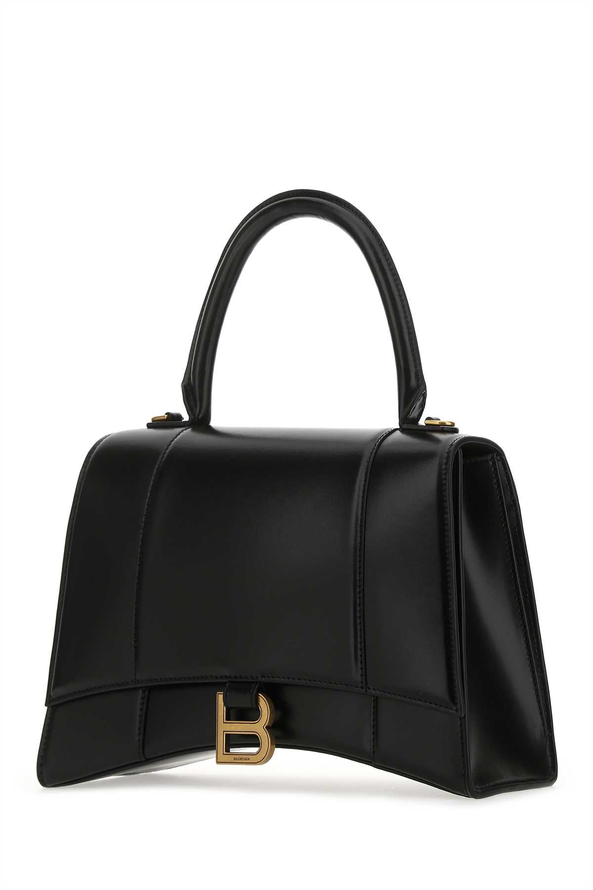 BALENCIAGA Medium Hourglass Handbag - Chic Black Leather Design