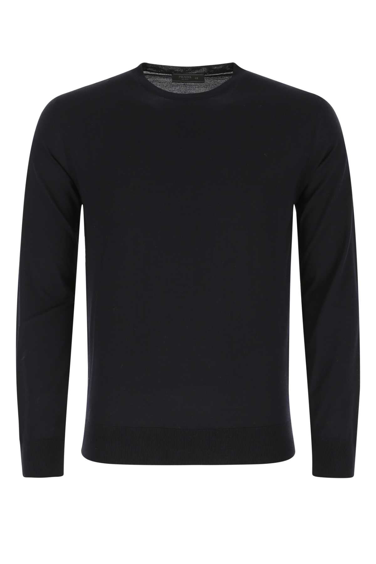 PRADA Midnight Blue Virgin Wool Sweater - Men's Fashion