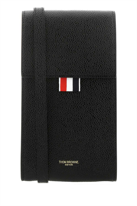 THOM BROWNE Mini Black Leather Phone Holder