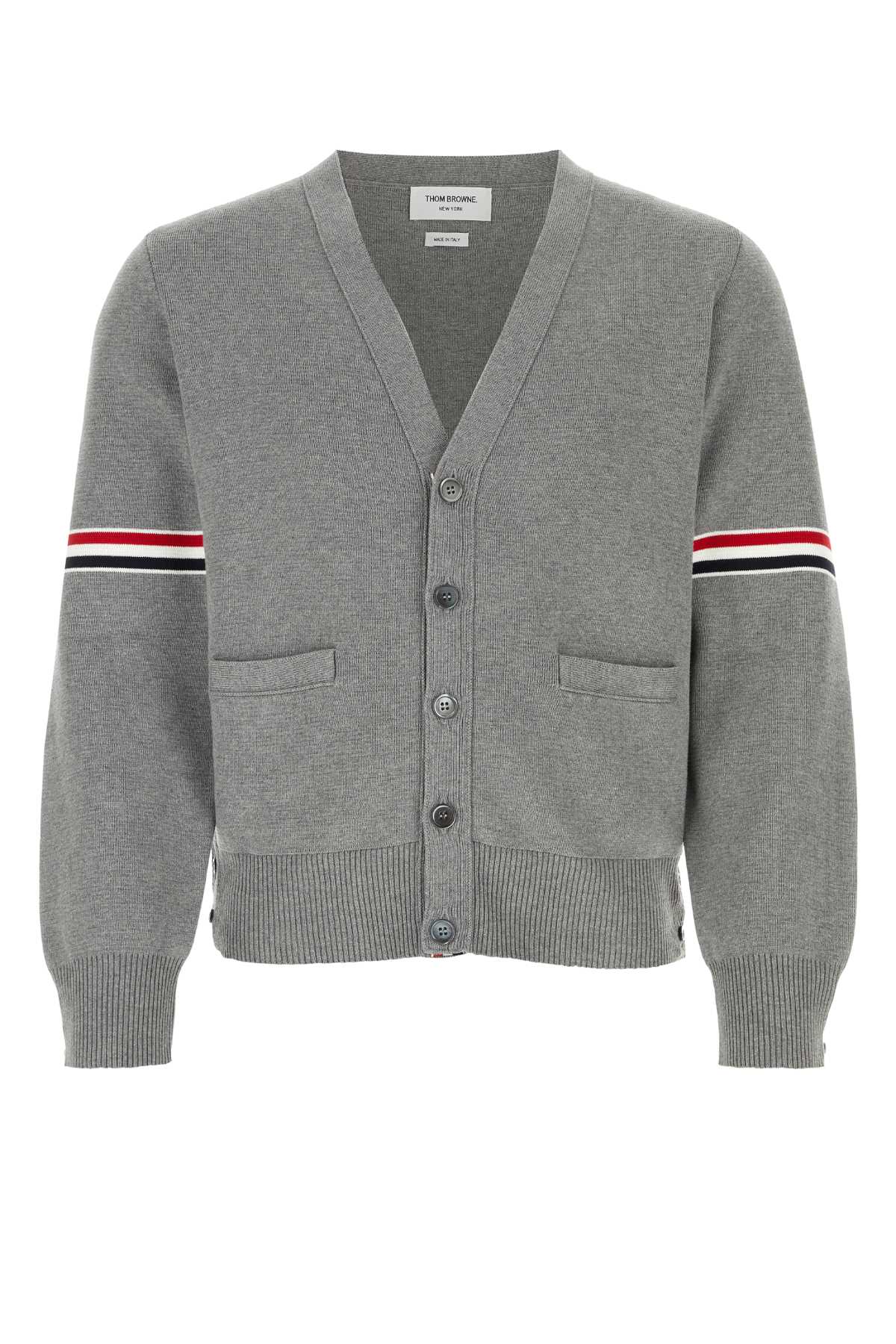 THOM BROWNE Classic Grey Cotton Stitch Cardigan for Men