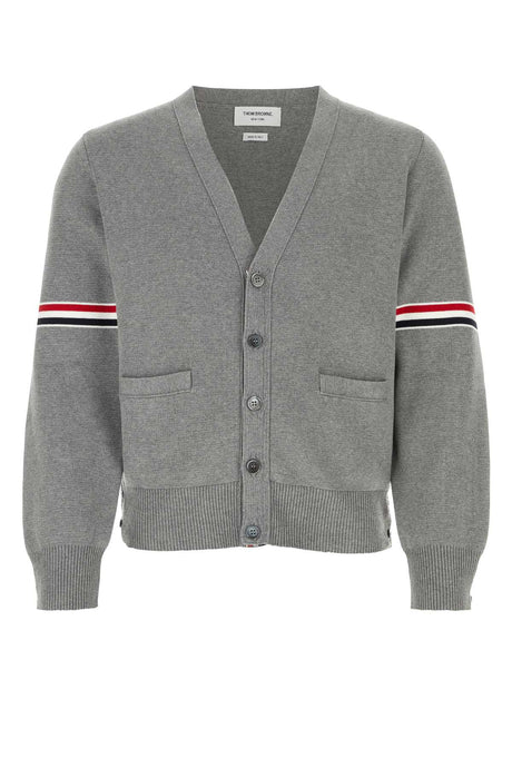 THOM BROWNE Classic Grey Cotton Stitch Cardigan for Men