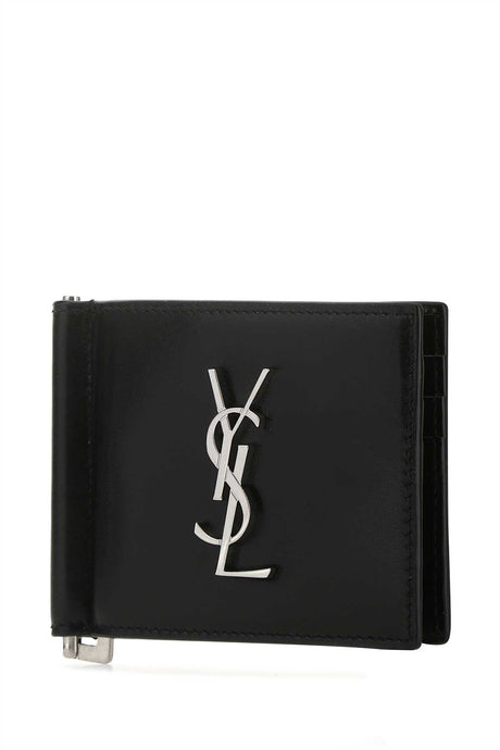 SAINT LAURENT Mini Black Leather Card Holder