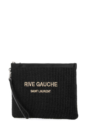 SAINT LAURENT Mini Black Raffia Clutch