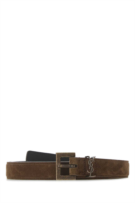 SAINT LAURENT Classic Brown Suede Belt - 2 cm Height