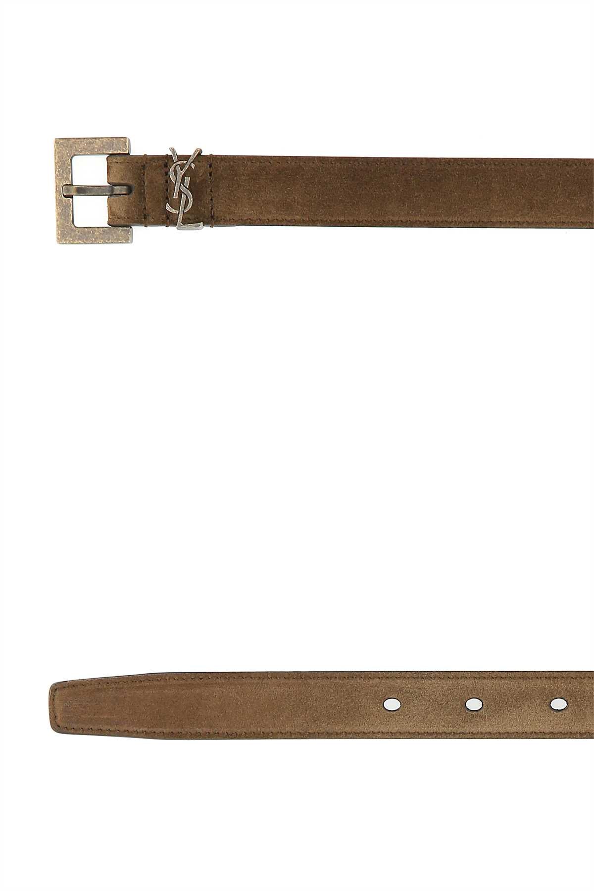 SAINT LAURENT Classic Brown Suede Belt - 2 cm Height