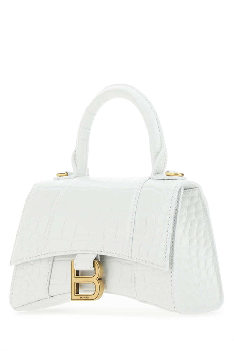 BALENCIAGA Mini White Leather Hourglass Handbag