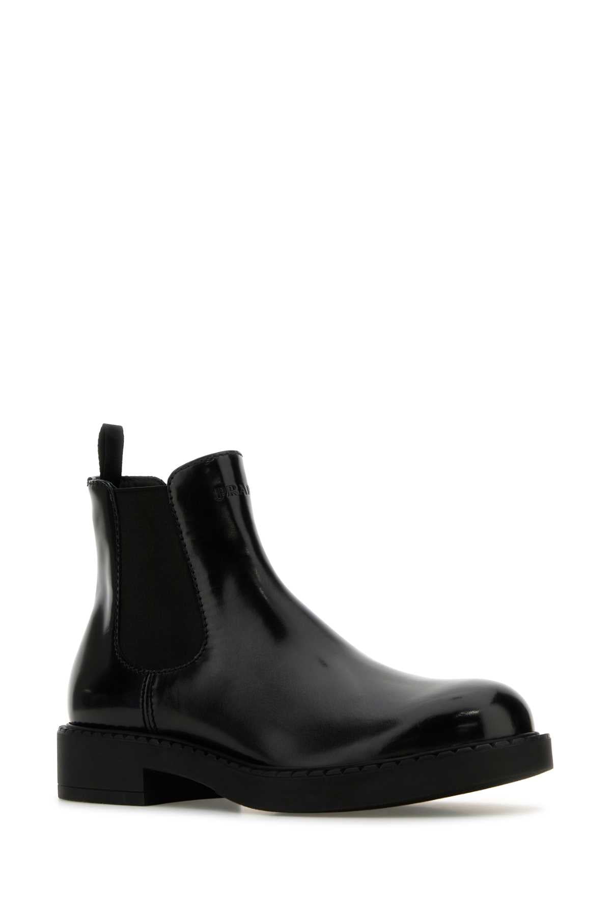 PRADA Classic Black Leather Ankle Boots for Men